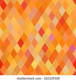 Vector seamless pattern with rhombs. Abstract orange texture. Geometrical background. Warm colors.