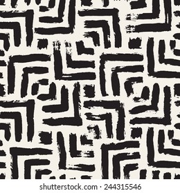 Vector seamless pattern with rhombuses. Abstract background made using of brush smears. Monochrome hand drawn texture