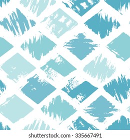 Vector seamless pattern with rhombuses. Abstract background with brush strokes. 