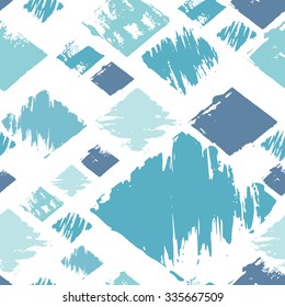 Vector seamless pattern with rhombuses. Abstract background made using of brush smears. hand drawn texture. Trendy hipster print. Modern stylish texture. Repeating geometric tiles with rhombus