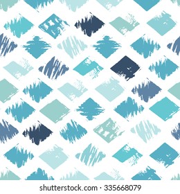 Vector seamless pattern with rhombuses. Abstract background made using of brush smears. hand drawn texture. Trendy hipster print. Modern stylish texture. Repeating geometric tiles with rhombus