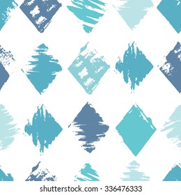 Vector seamless pattern with rhombuses. Abstract background made using of brush smears. hand drawn texture. Trendy hipster print. Modern stylish texture. Repeating geometric tiles with rhombus