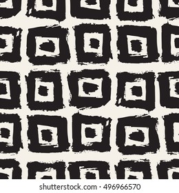 Vector seamless pattern with rhombuses. Abstract background made using of brush smears. Monochrome hand drawn texture. Trendy hipster print. Modern graphic design.