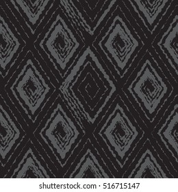 Vector seamless pattern with rhombuses. Abstract background made using of brush smears. Monochrome hand drawn texture