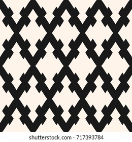 Vector seamless pattern with rhombuses, diagonal lattice, mesh. Simple monochrome abstract geometric texture. Traditional ornamental background, repeat tiles. Design for decor, fabric, cloth, prints