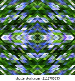 Vector seamless pattern with rhombuses green and blue elements.