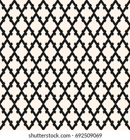 Vector seamless pattern with rhombuses, lozenges, diagonal lattice. Simple monochrome abstract geometric texture. Traditional ornamental background, repeat tiles. Design for decor, fabric, prints, web