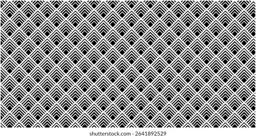 Vector seamless pattern of right angle and black square lines on white background. Looks like a 3D deep pit. Seamless continuous pattern.