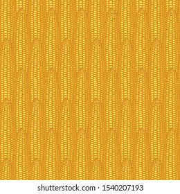 Vector seamless pattern with ripe yellow corn cobs with in retro style. Repeatable background for healthy menus, kitchen textiles, tableware decor, food blog background, wrapping paper