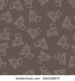 Vector seamless pattern with roller skates. Perfect for site backdrop, screen background, surface design and other endless fill.