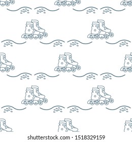 Vector seamless pattern with rollers. Athletic, healthy lifestyle for every person. Family vacation. Sports background. Design for packaging paper, fabric, print.