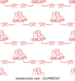 Vector seamless pattern with rollers. Athletic, healthy lifestyle for every person. Family vacation. Sports background. Design for packaging paper, fabric, print.