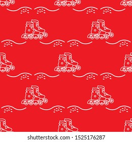 Vector seamless pattern with rollers. Athletic, healthy lifestyle for every person. Family vacation. Sports background. Design for packaging paper, fabric, print.