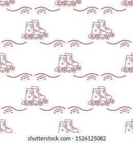 Vector seamless pattern with rollers. Athletic, healthy lifestyle for every person. Family vacation. Sports background. Design for packaging paper, fabric, print.