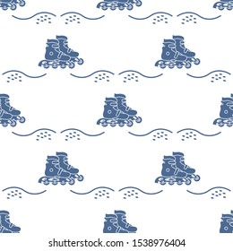 Vector seamless pattern with rollers. Athletic, healthy lifestyle for every person. Family vacation. Sports background. Design for packaging paper, fabric, print.