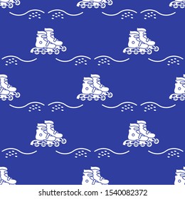 Vector seamless pattern with rollers. Athletic, healthy lifestyle for every person. Family vacation. Sports background. Design for packaging paper, fabric, print.
