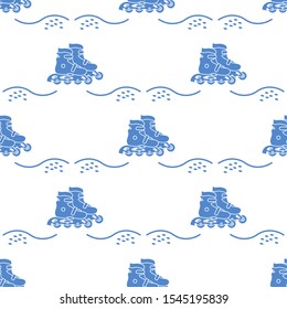 Vector seamless pattern with rollers. Athletic, healthy lifestyle for every person. Family vacation. Sports background. Design for packaging paper, fabric, print.