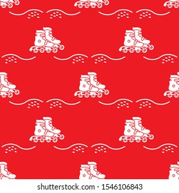 Vector seamless pattern with rollers. Athletic, healthy lifestyle for every person. Family vacation. Sports background. Design for packaging paper, fabric, print.