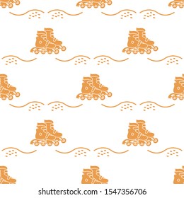 Vector seamless pattern with rollers. Athletic, healthy lifestyle for every person. Family vacation. Sports background. Design for packaging paper, fabric, print.