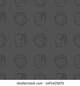 Vector seamless pattern with rolls, sushi. Beautiful food design elements. Linear texture.