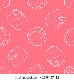 Vector seamless pattern with rolls, sushi. Beautiful food design elements. Linear texture.