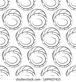 Vector seamless pattern with rolls, sushi. Beautiful food design elements. Linear texture.