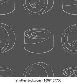 Vector seamless pattern with rolls, sushi. Beautiful food design elements. Linear texture.