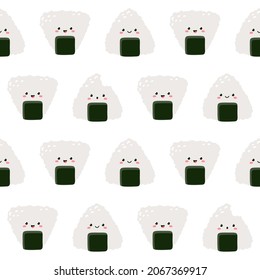 Vector seamless pattern with rolls and sushi. Cute design for fabric, paper, wallpaper.