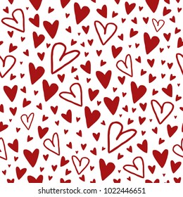 Vector seamless pattern of romantic hearts. Background for banner, greeting card, postcard, wedding invitation, Valentines day