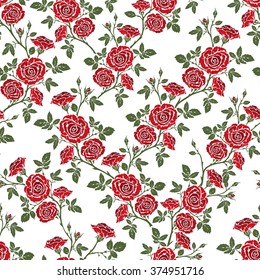 Vector seamless pattern - romantic red roses. For printing on fabric, scrapbooking, gift wrap.