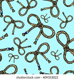 Vector seamless pattern with rope bows.