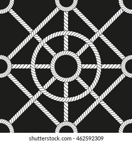 Vector seamless pattern. Rope net on a black background