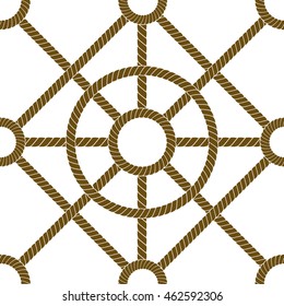 Vector seamless pattern. Rope network on a white background