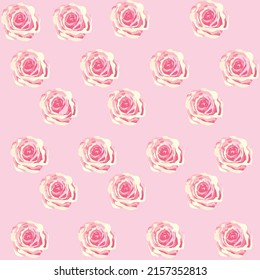 Vector seamless pattern with rose flowers with a pink background. Hand-drawn floral repeat ornament of blossoms in sketch style. Usable for wrapping paper, covers, textiles, etc.