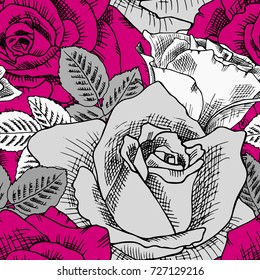 Vector seamless pattern with  roses. 1