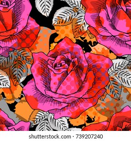 Vector seamless pattern with roses 1