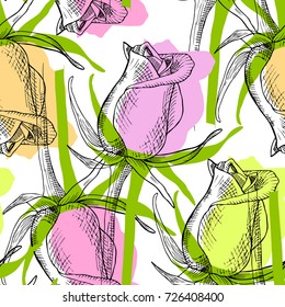 Vector seamless pattern with  roses. 2