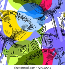 Vector seamless pattern with  roses. 2