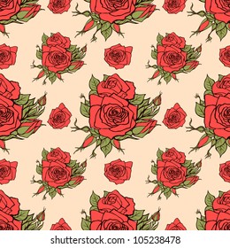 Vector seamless pattern with roses
