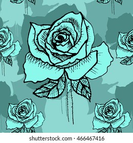 Vector seamless pattern with roses 4