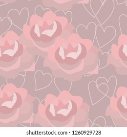 Vector of seamless pattern with roses and hearts.Valentine`s day background.Wedding design