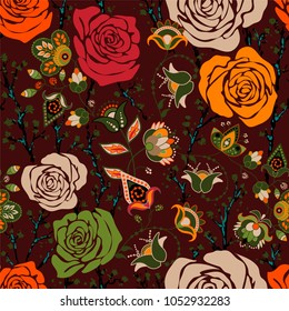 Vector seamless pattern with roses. Illustration with decorative flowers for textile, web, phone cover, wallpaper