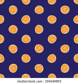 Vector seamless pattern with rotated half citrus fruits, can be interpreted as lemons, grapefruits, oranges etc.
