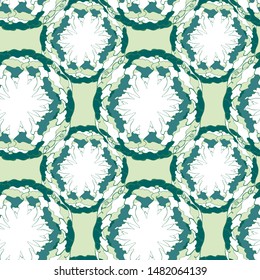 Vector seamless pattern of round decorative hand drawn elements. Geometric pattern.