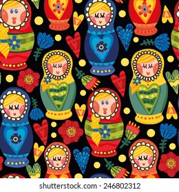 Vector Seamless pattern of Russian dolls.