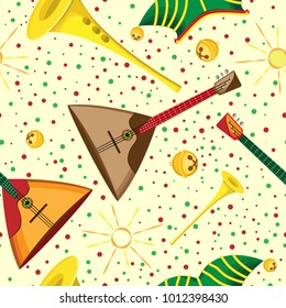 Vector seamless pattern of russian musical instruments