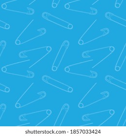 Vector seamless pattern of safe pins.   Sewing craft background.