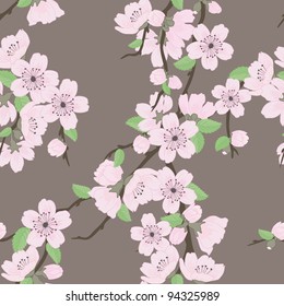 Vector seamless pattern with sakura branch