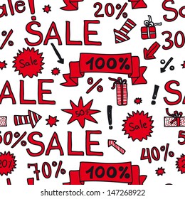 Vector seamless pattern with sale sign and discount percent. sale offer.modern stylish texture. repeating abstract background.
