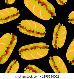 Vector seamless pattern with sandwich. Can be used for textile, website background, book cover, packaging.